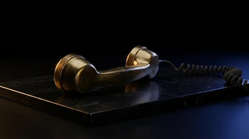 A brass handset off the hook